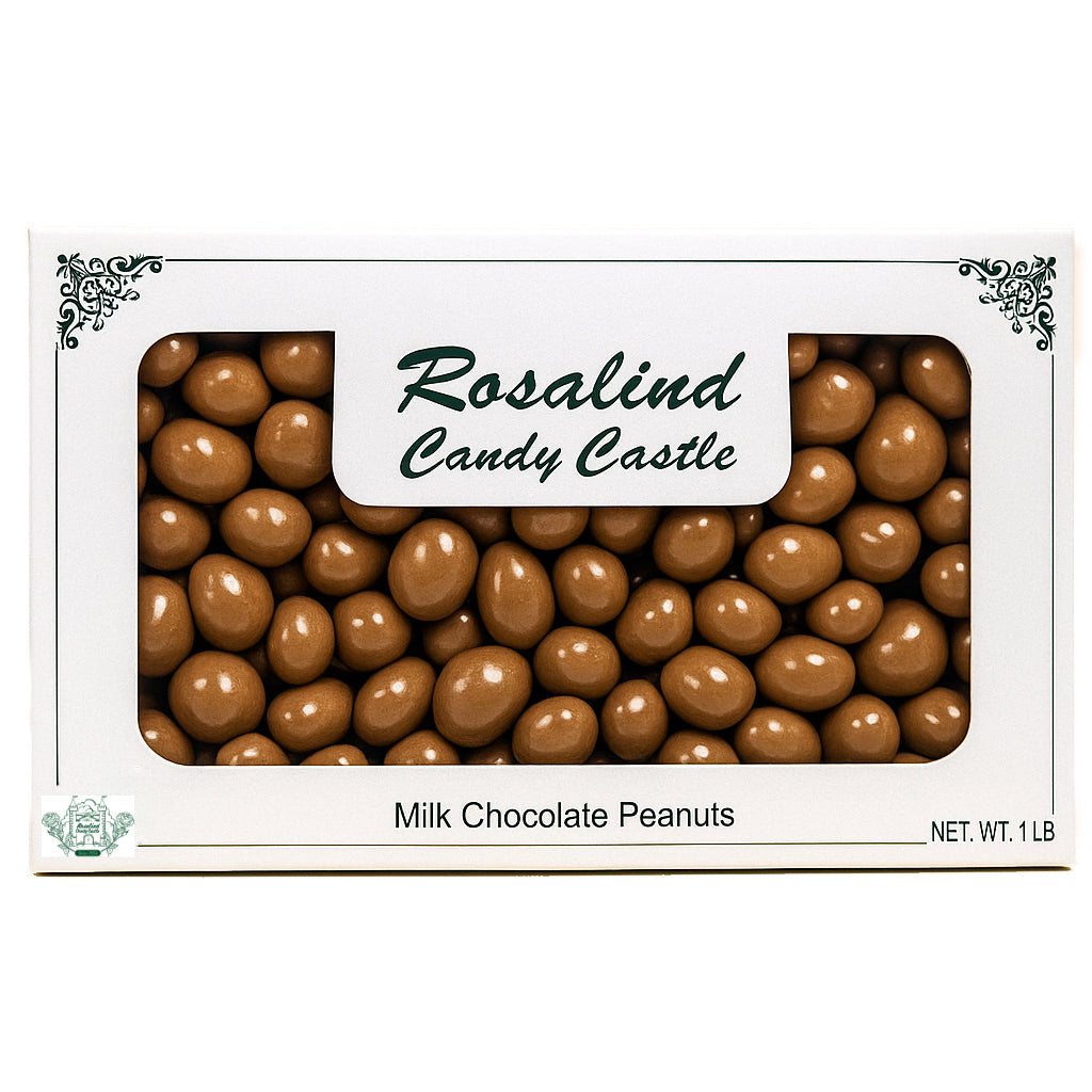 Box of Rosalind Candy Castle Milk Chocolate Peanuts on a white background