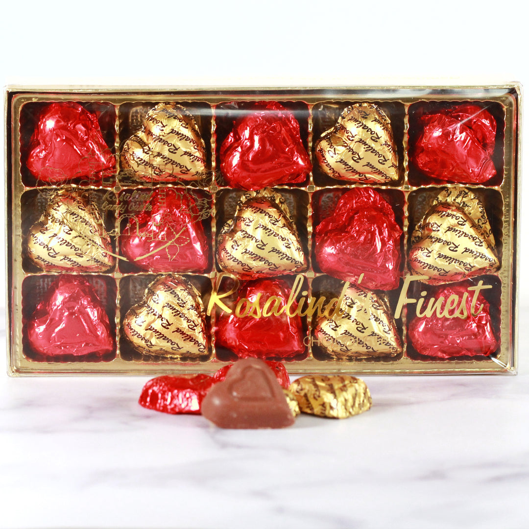 chocolate hearts bite size foiled