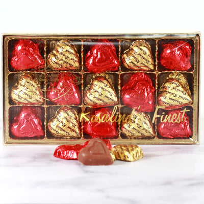 Foiled Red & Gold Hearts in box
