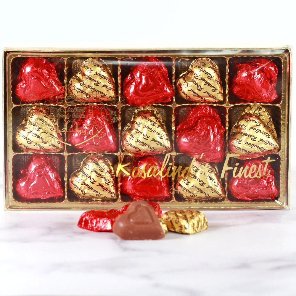 Foiled Red & Gold Hearts in box